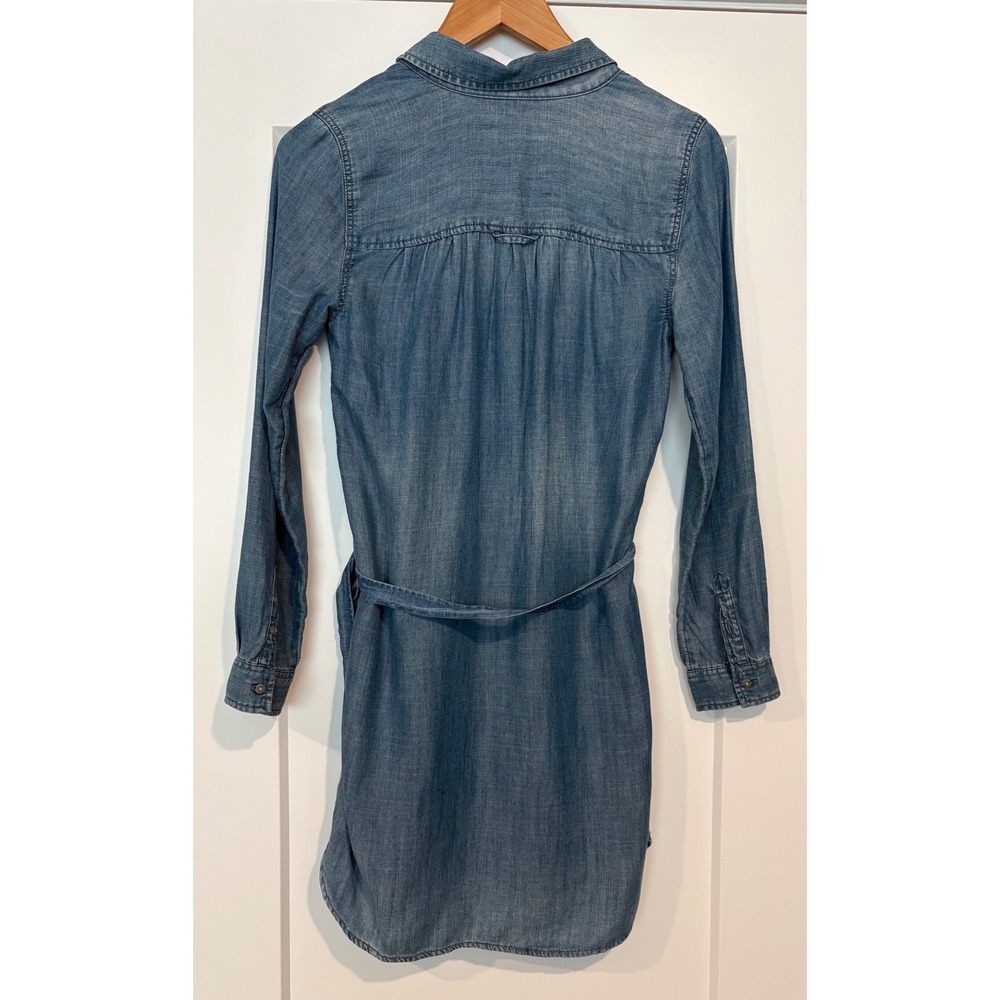 AEO Chambray Western Cowgirl Coastal Indie Blue Lyocell Denim Shirt Dress XXS - Picture 2 of 6